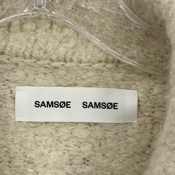 Samsoe Samsoe Jacket Womens Small Beige White Emilie Alpaca Blend Boucle Cropped - Picture 8 of 16